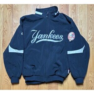New York Yankees MLB Majestic Therma Base Blue Full Zip Jacket Men's 2XL Dugout